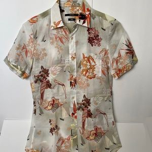 Mens Gucci Button down shirt Floral Japanese Print Short sleeve.